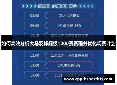 如何高效分析大马羽球超级1000赛赛程并优化观赛计划
